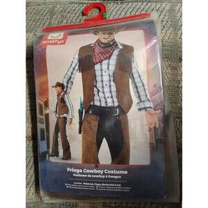 Fringe Cowboy Brown Costume Rodeo Western Adult Mens Wild West